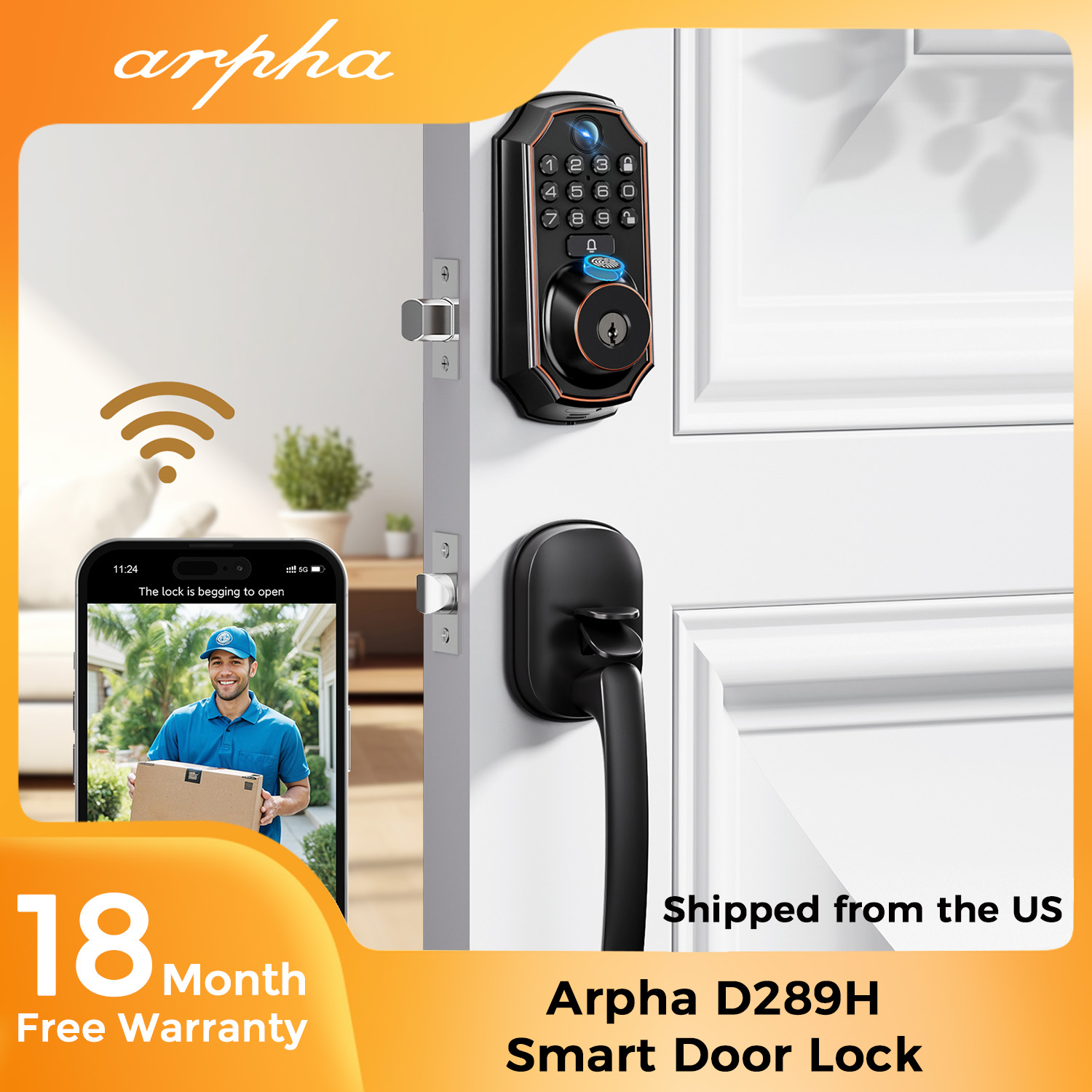 Home Security Front Door Camera - ARPHA D289H: Fechadura inteligente para portas